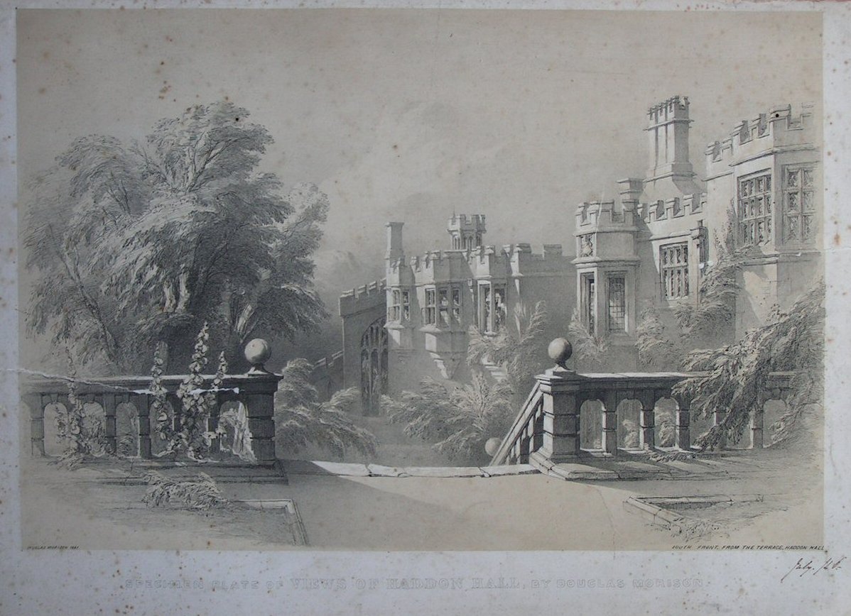 Lithograph - South Front from the Terrace, Haddon Hall